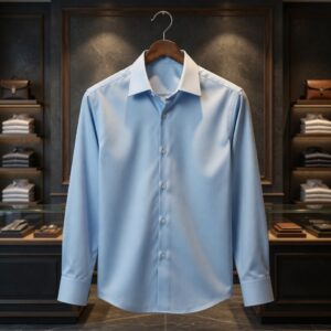 Sky Blue Color — Spandex Glossy Fabrics Shirt