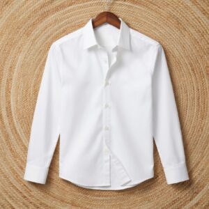 White Color — Spandex Glossy Fabrics Shirt