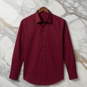 Maroon Color — Spandex Glossy Fabrics Shirt