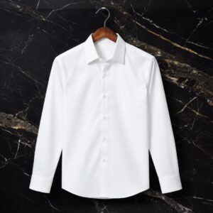 White Color — Spandex Glossy Fabrics Shirt